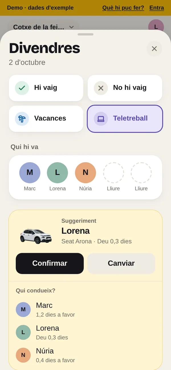 Canviar de conductor