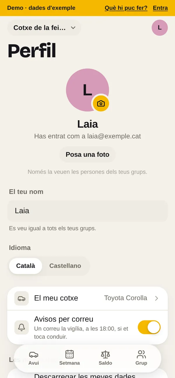 Obrir el perfil